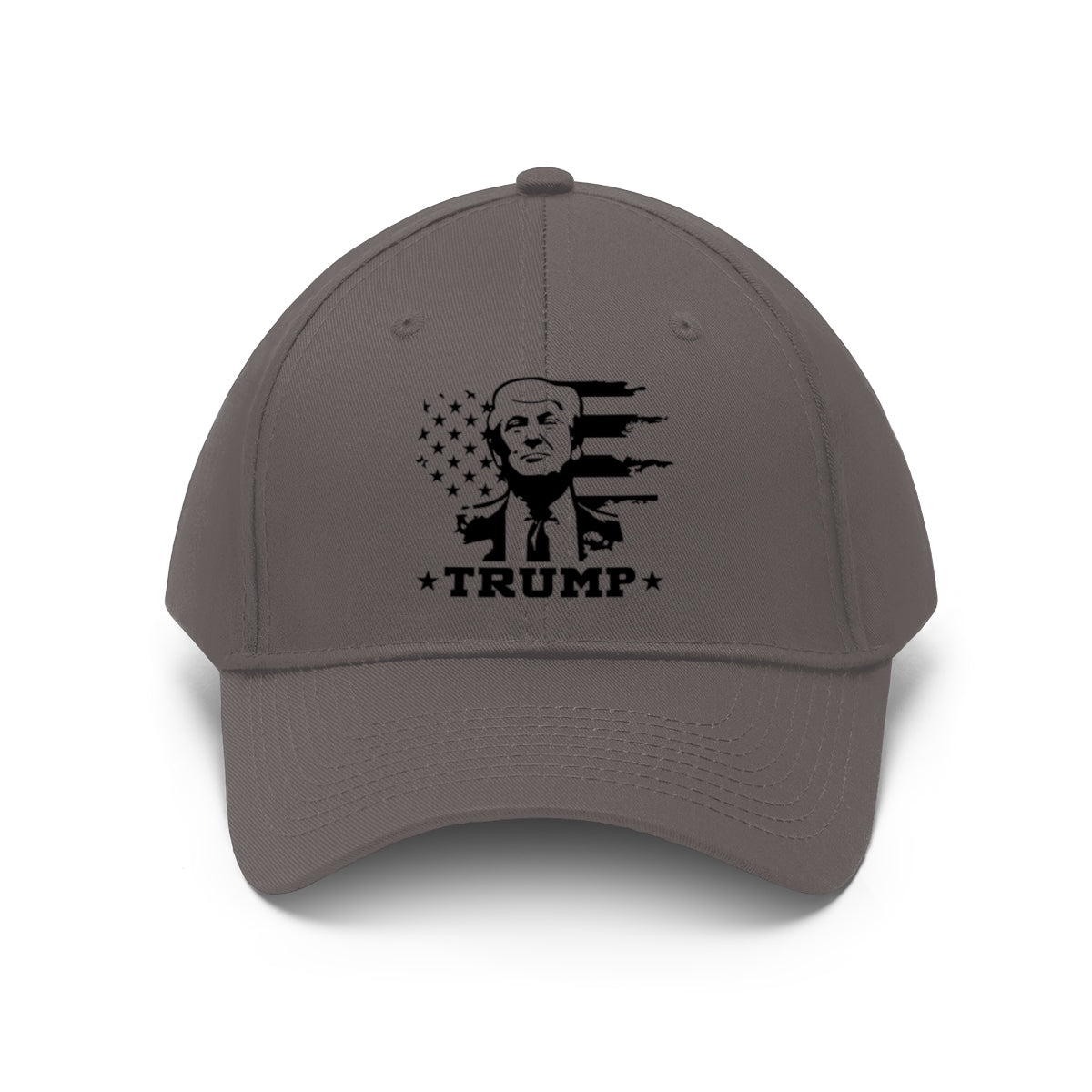 Black White Flag Baseball Cap Featuring Trump 2020 with patriotic design and bold text.