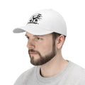 Black White Flag Baseball Cap Featuring Trump 2020 worn by a man, showcasing a bold political statement.