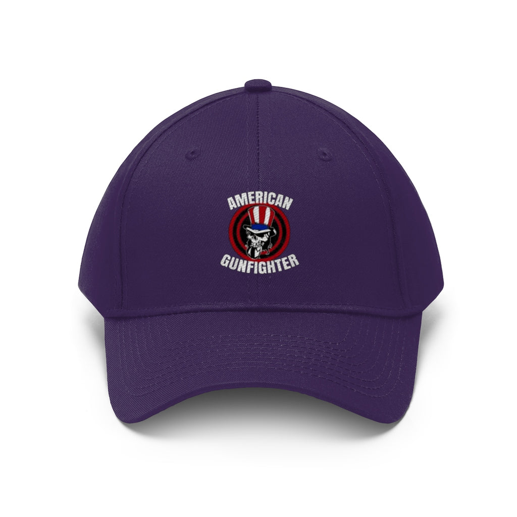 American Gunfighter Twill Cap Western Style Graphic Cap with bold logo on front, perfect for modern cowboys and firearms enthusiasts.