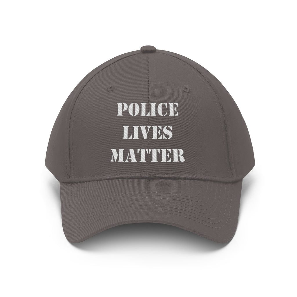 Embroidered Police Lives Matter Twill Cap featuring the message ‘POLICE LIVES MATTER’ in bold lettering.