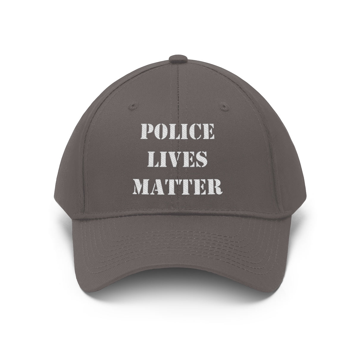 Embroidered Police Lives Matter Twill Cap featuring the message ‘POLICE LIVES MATTER’ in bold lettering.