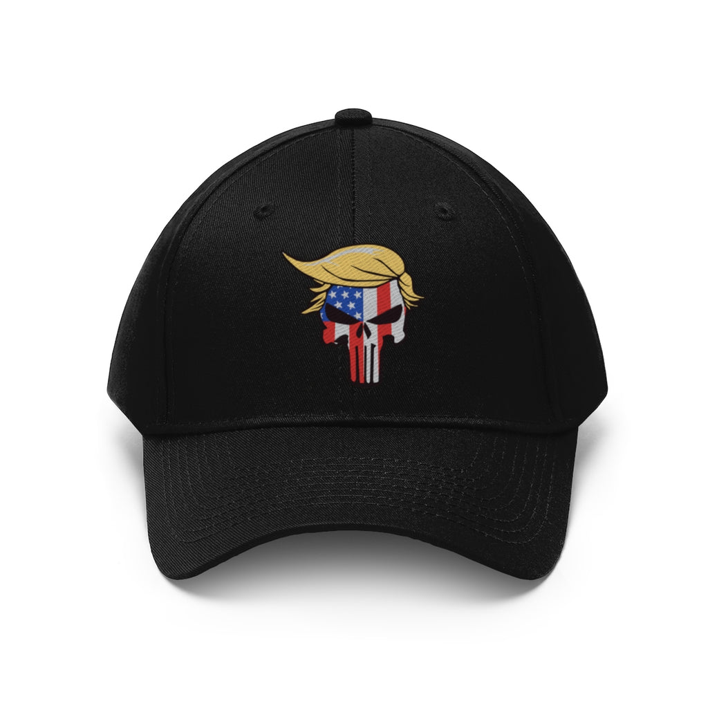 Classic Punisher Twill Cap with Trump Design featuring a unique Trump skull graphic.