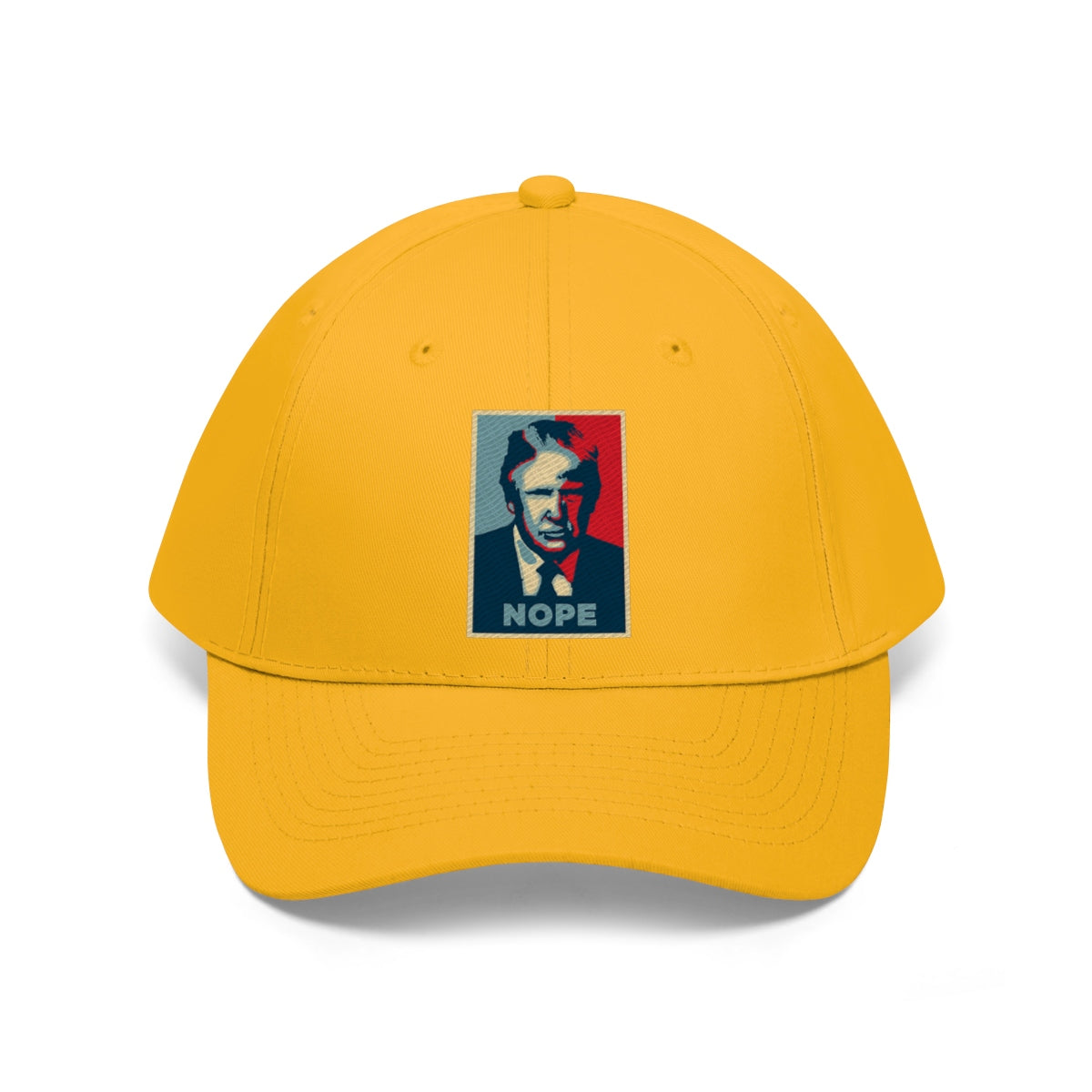 Vintage Nope Baseball Cap Inspired by Trump in yellow featuring a bold design with a political statement.