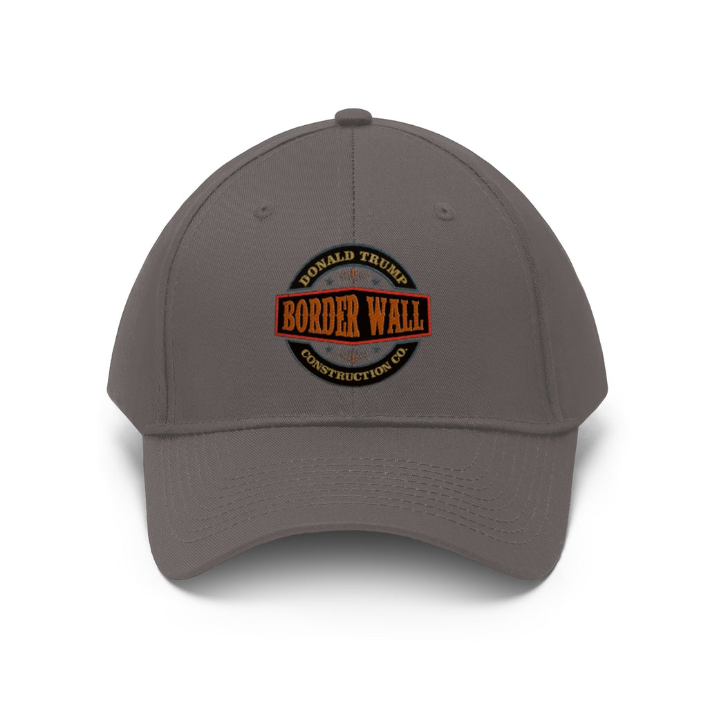 Classic Border Wall Twill Cap Donald Trump with iconic logo and bold design for political statement.