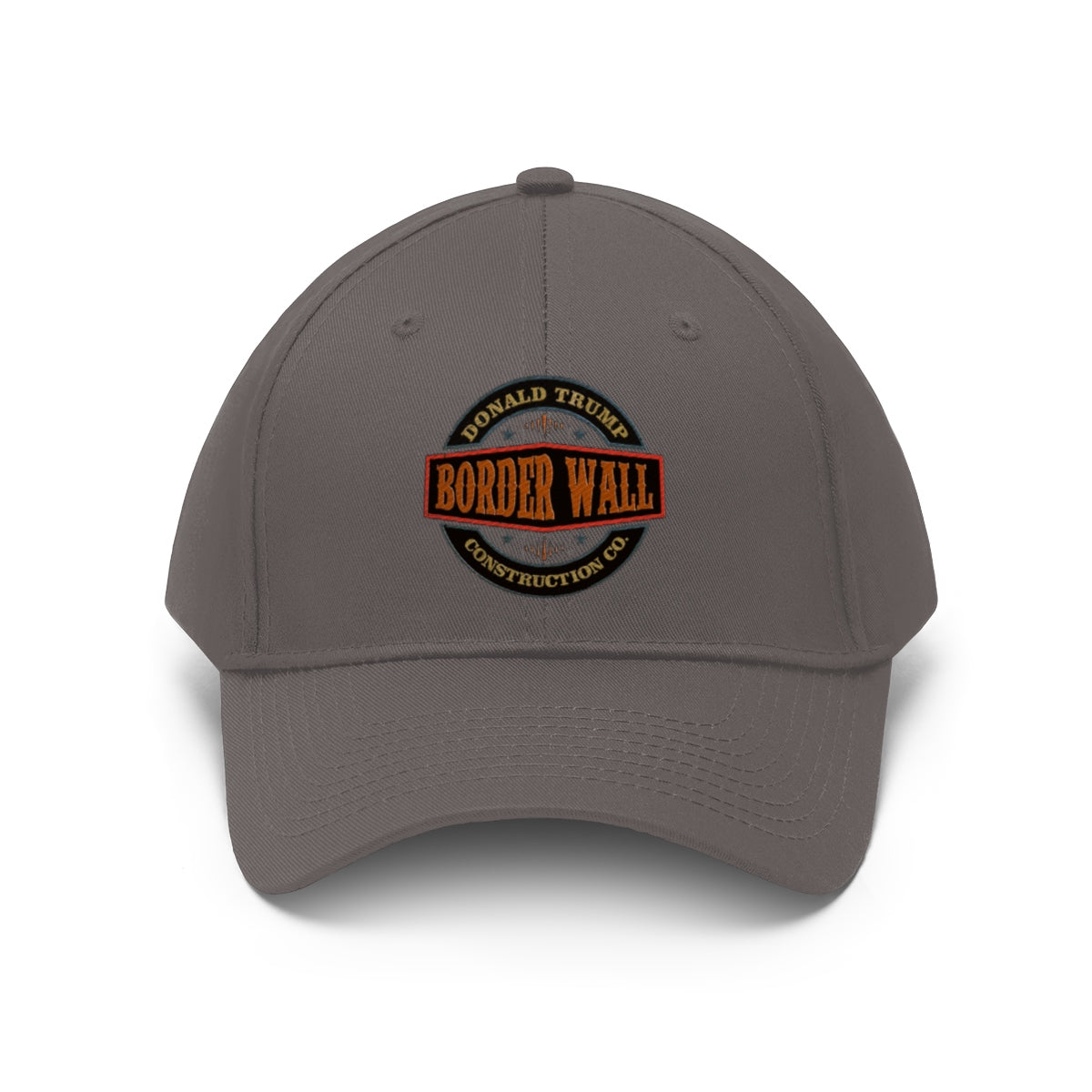 Classic Border Wall Twill Cap Donald Trump with iconic logo and bold design for political statement.