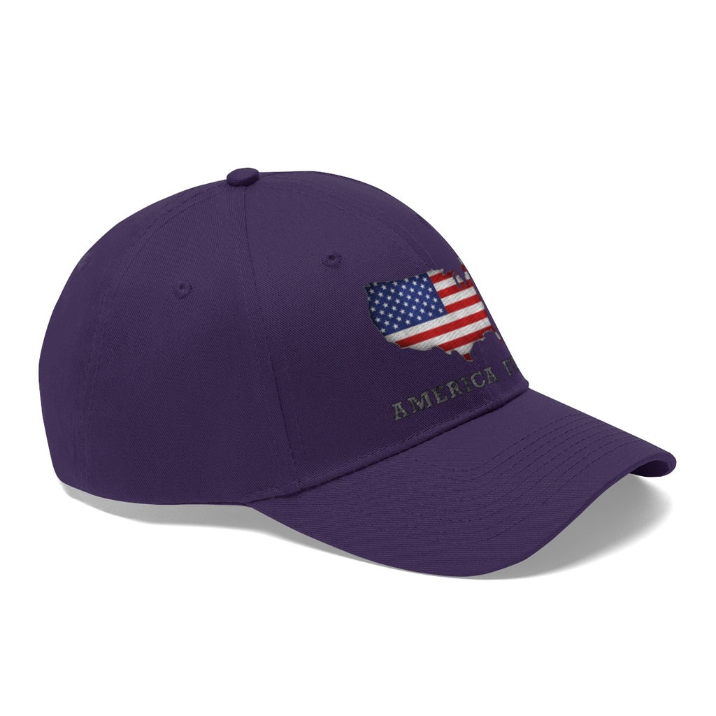 America First With American Flag Twill Cap featuring a bold USA design