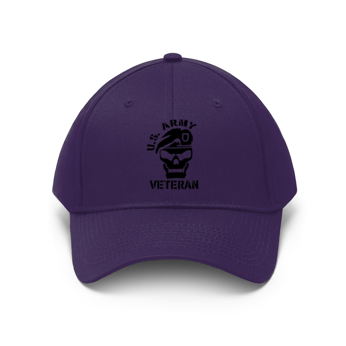Vintage Twill Baseball Cap US Army Veteran in purple featuring a bold veteran design.