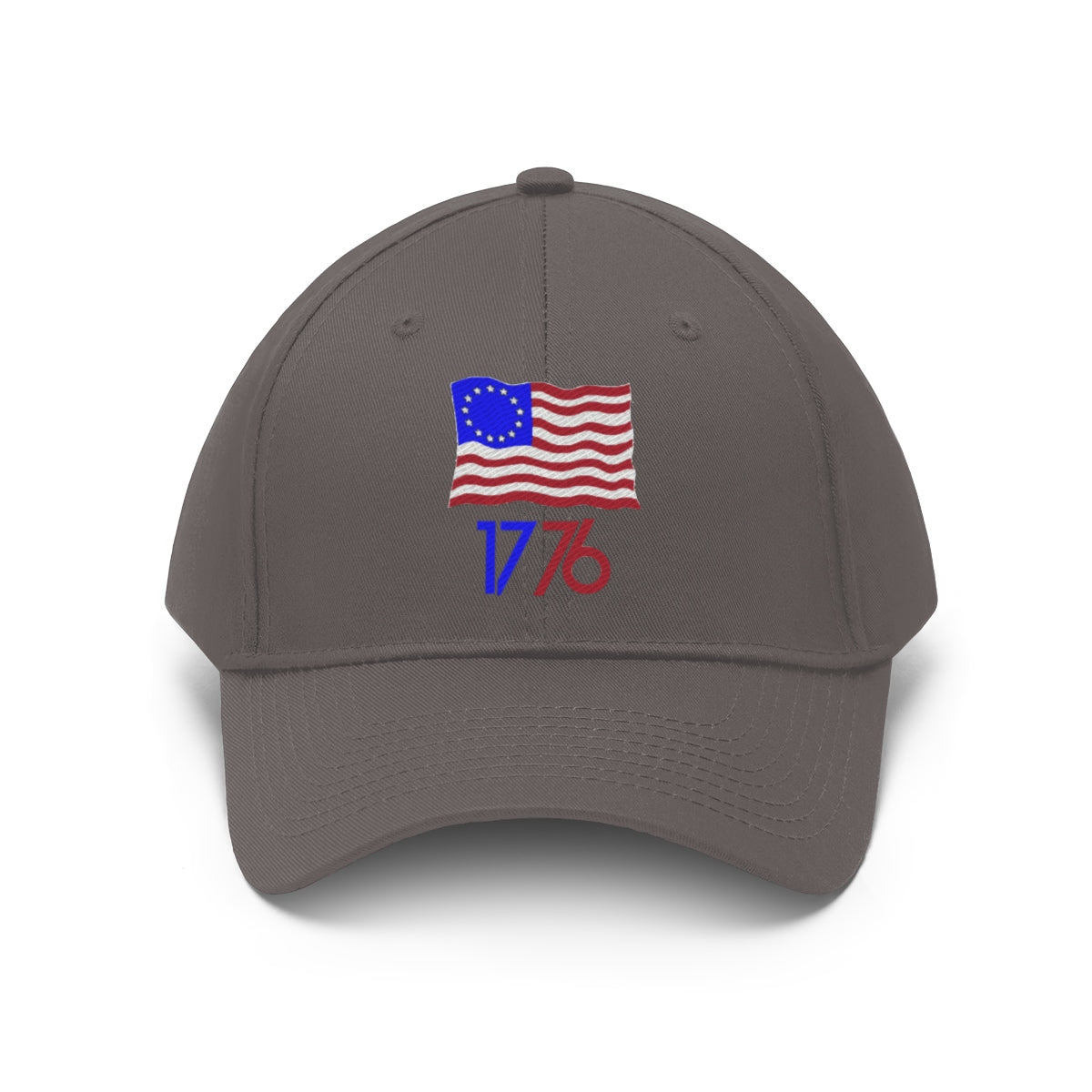 Betsy Ross Flag 1776 Twill Cap with embroidered flag and year 1776, patriotic headwear for personal style statement