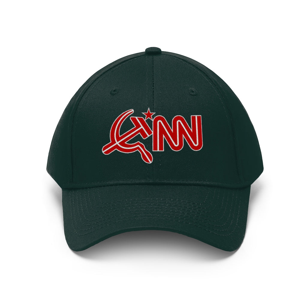 CNN With Hammer And Sickle Twill Cap featuring bold logo design and political satire theme.