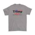 Keep America Great 2020 Twill Cap for Trump design on a gray t-shirt featuring patriotic colors.