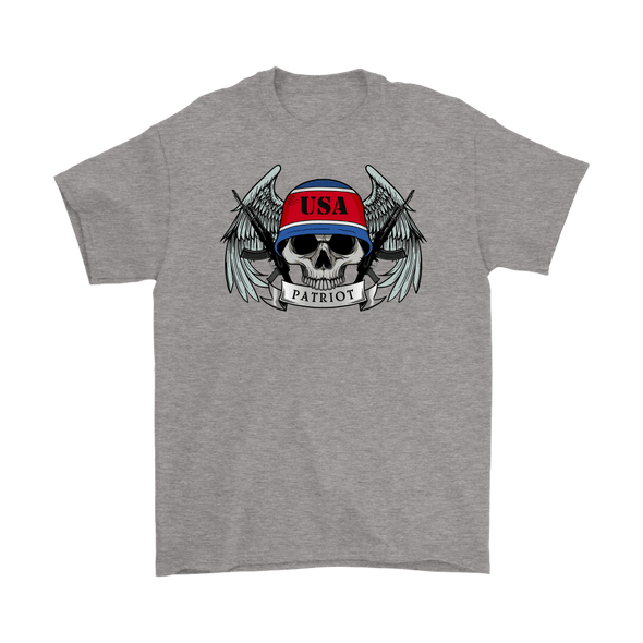 Patriot Skull With USA Helmet, AR-15s And Wings