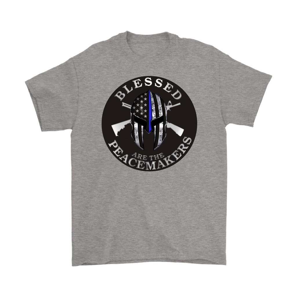 Blessed Are The Peacemakers Punisher AR-15s t-shirt with tactical graphic design.