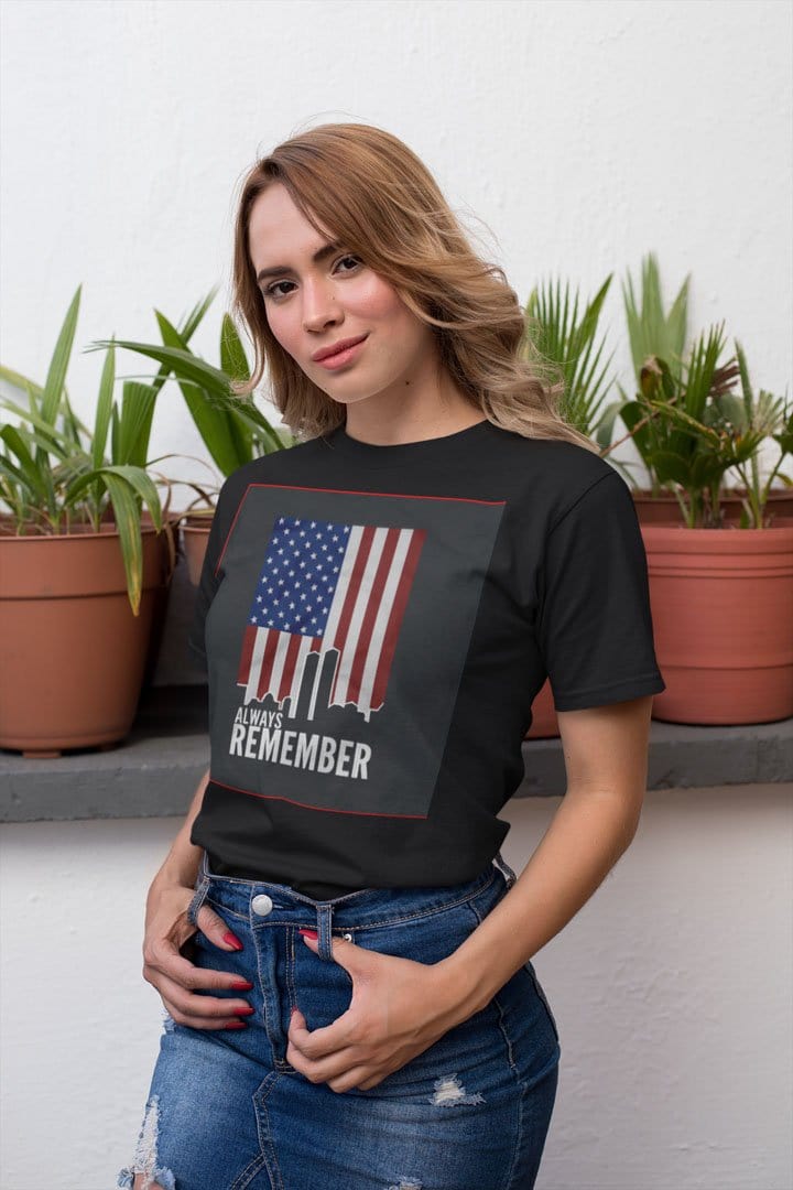 Always Remember Twin Towers On American Flag