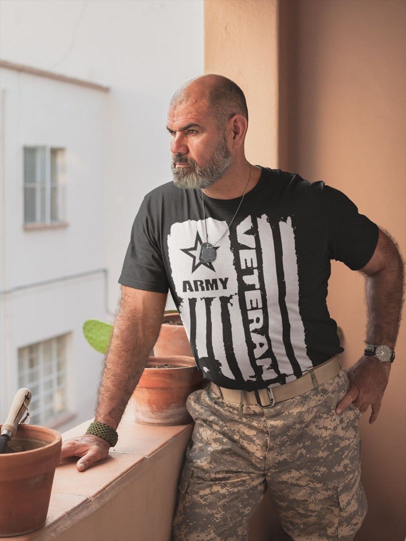 Army Veteran Flag With Soldier Silhouette