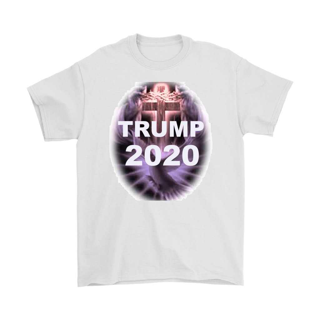 Trump 2020 Cross & Dove Faith Shirt featuring a cross and dove graphic on a white t-shirt.