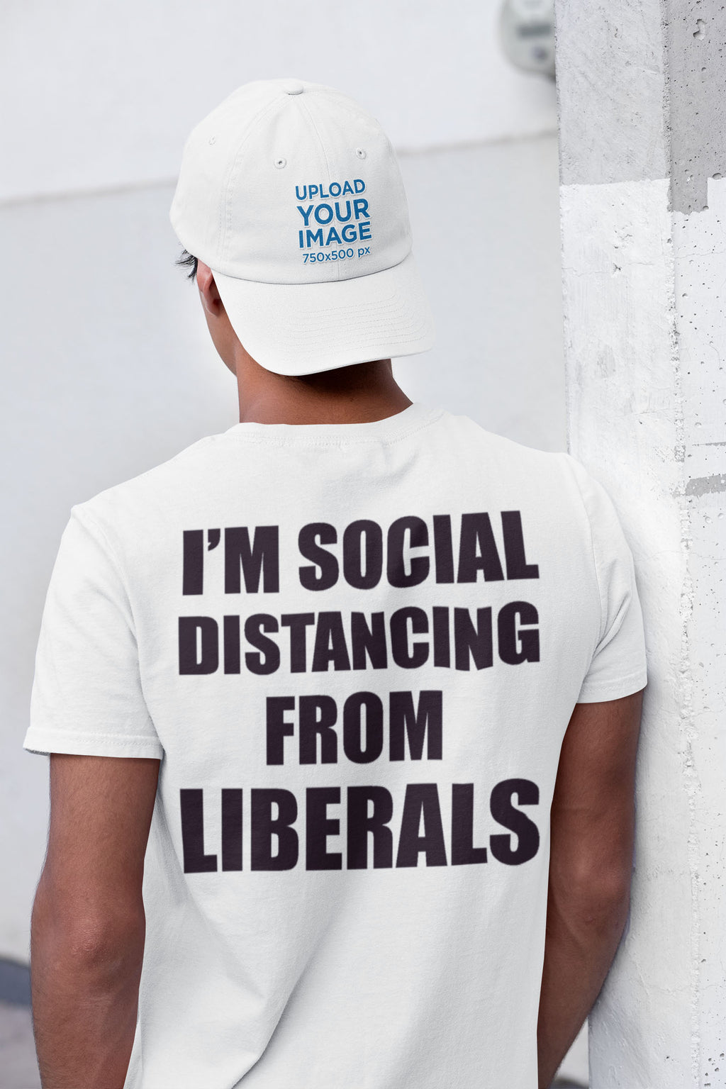 Social Distancing From Liberals White Text Back Cap