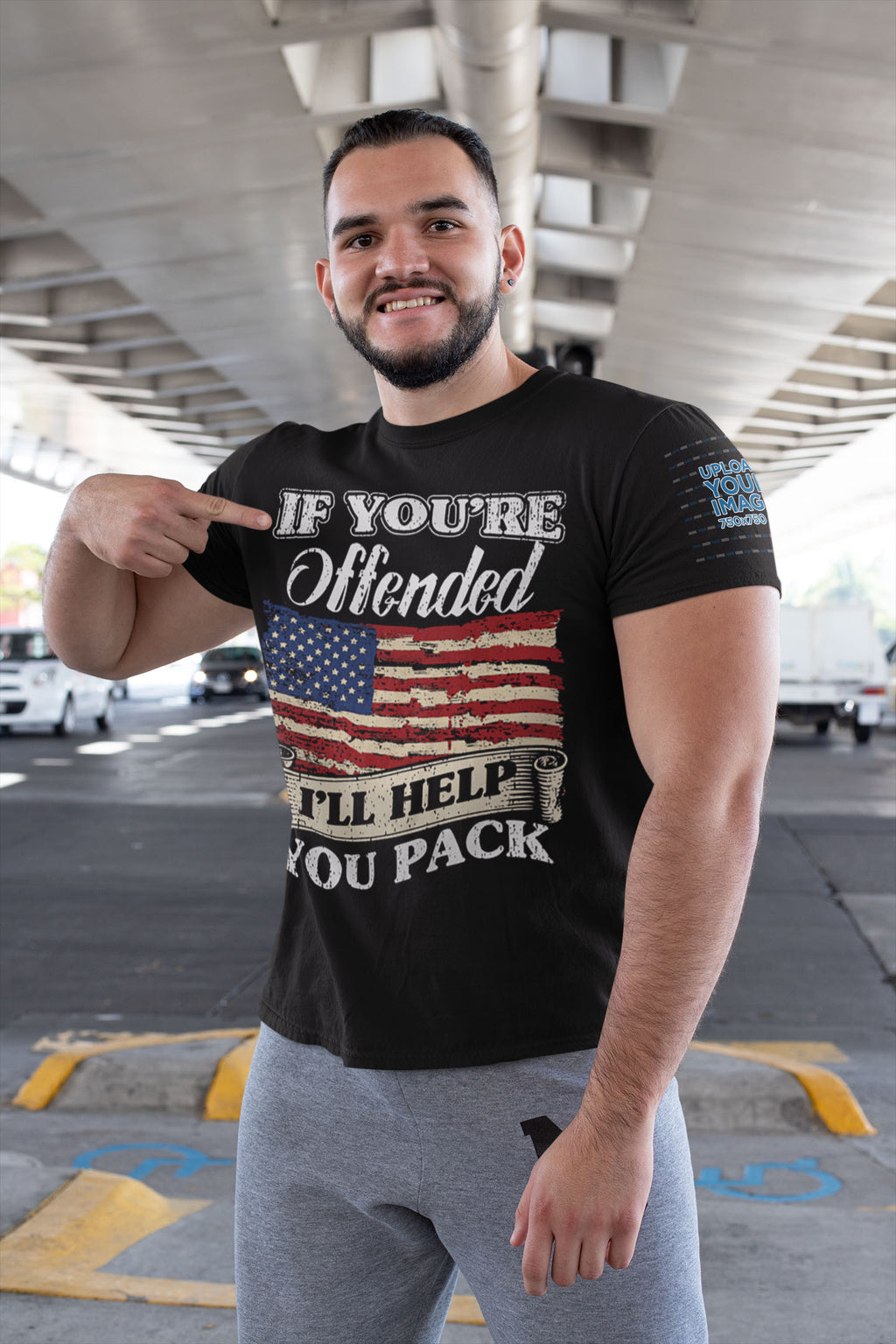 Man wearing Bold Statement Humor Graphic Tee under bridge