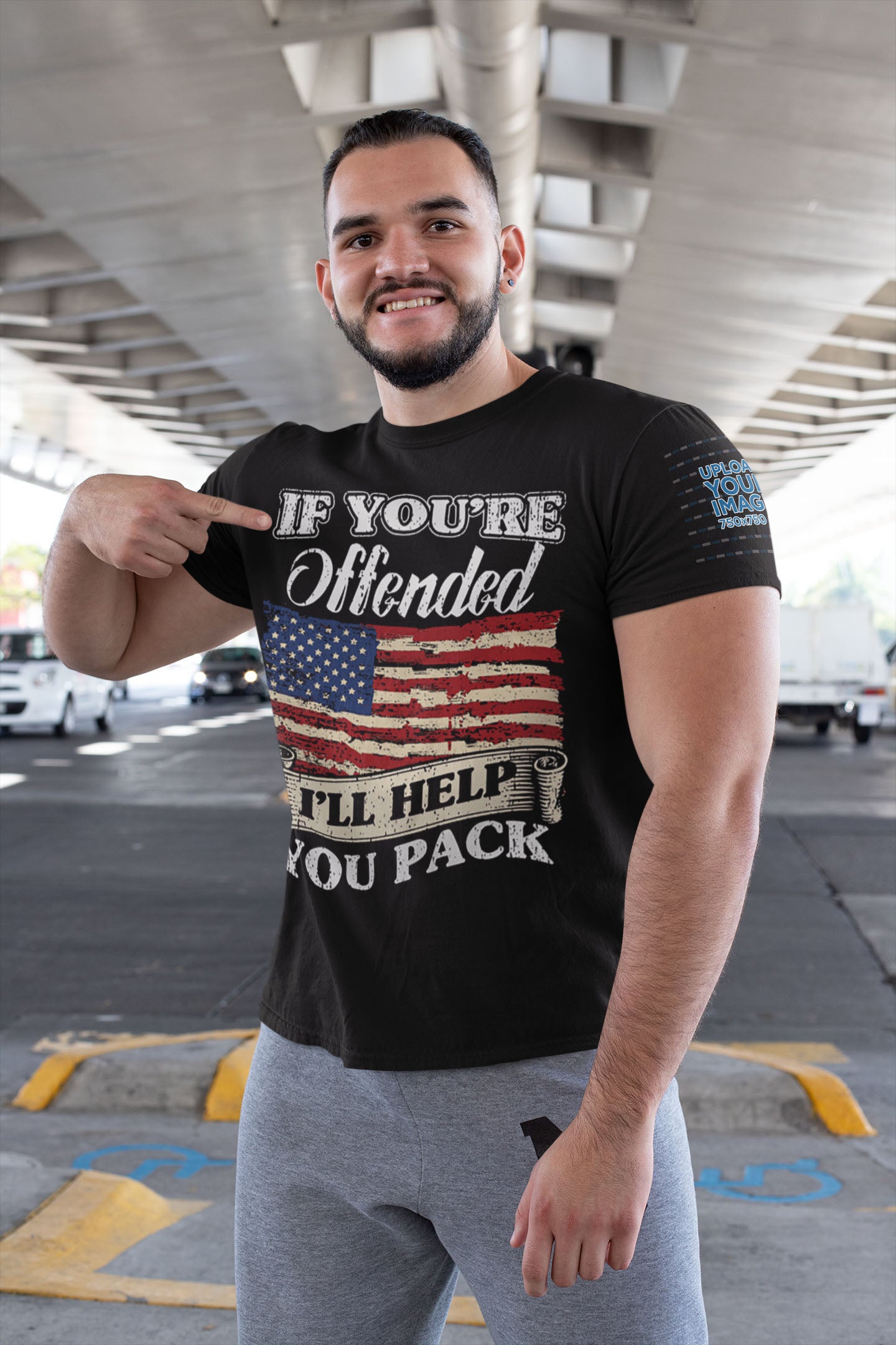 Man wearing Bold Statement Humor Graphic Tee under bridge