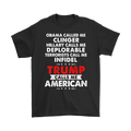 Patriotic Political Quote Graphic Shirt with bold statement text highlighting political figures and American identity.