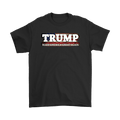 Trump On American Flag Make America Great Again t-shirt black with bold print supporting political statement fashion