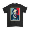 Nope Trump Bold Political Statement Graphic Tee Shirt featuring bold artwork for political expression.