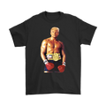 Rocky Boxer Graphic Design Featuring Trump on a black t-shirt, showcasing a bold and triumphant political statement.