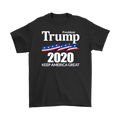 President Trump 2020 Keep America Great black t-shirt with bold political message.