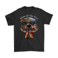 Home Of The Free Because Of The Brave t-shirt with eagle and American flag design.