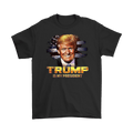 Is My President Trump Patriotic Statement Tee Shirt with bold graphic design featuring a patriotic theme and prominent text.