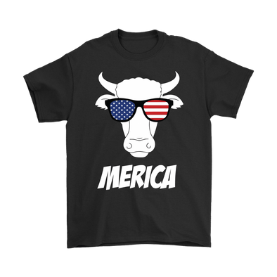 Merica Cow With American Flag Sunglasses