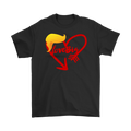 Black Love Big with Trump Hair Graphic Tee featuring iconic hair silhouette and heart design.