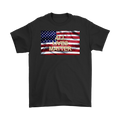 Black t-shirt featuring All Lives Matter on American flag design