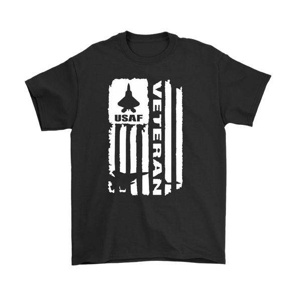 USAF Veteran On Distressed American Flag With Jet Silhouette