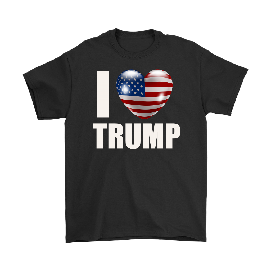 I Heart USA Flag Trump Classic Supporter Graphic Tee on black shirt