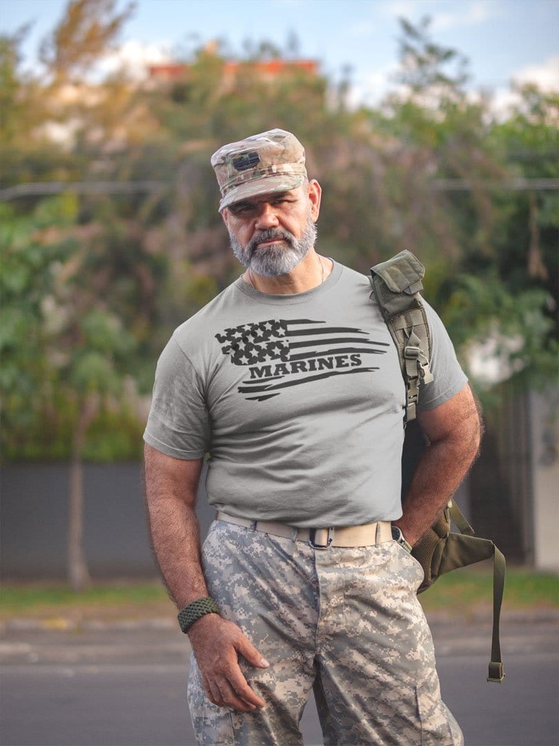 Marines On Distressed American Flag