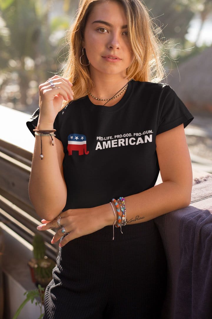 Pro Life Pro God Pro Gun American With GOP Symbol