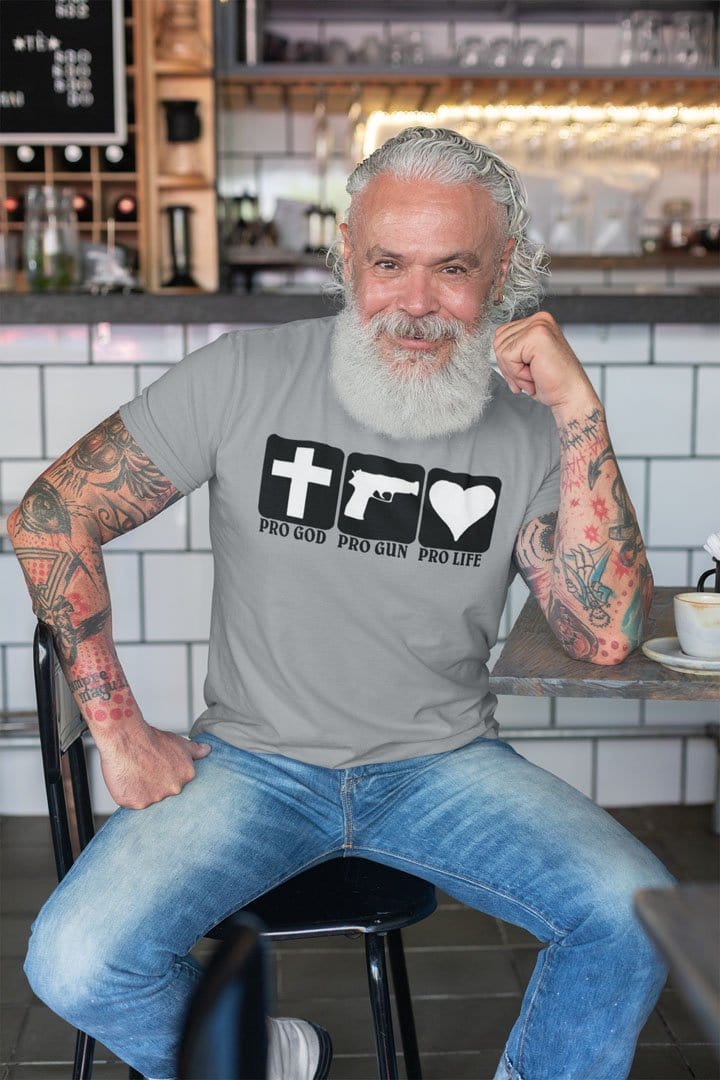 Pro God Pro Gun Pro Life With Cross, Pistol & Heart