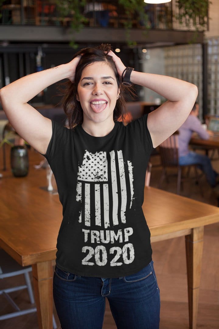 Trump 2020 On Distressed American Flag