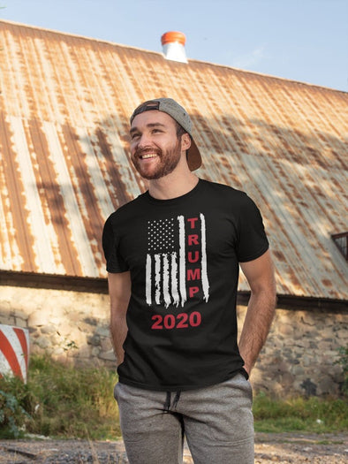 Trump 2020 Red On Distressed American Flag