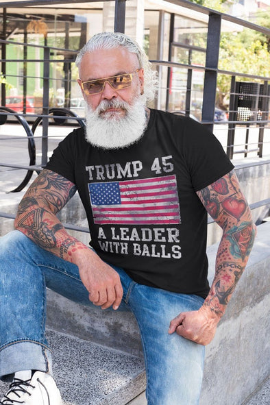 Trump 45 A Leader With Balls With American Flag
