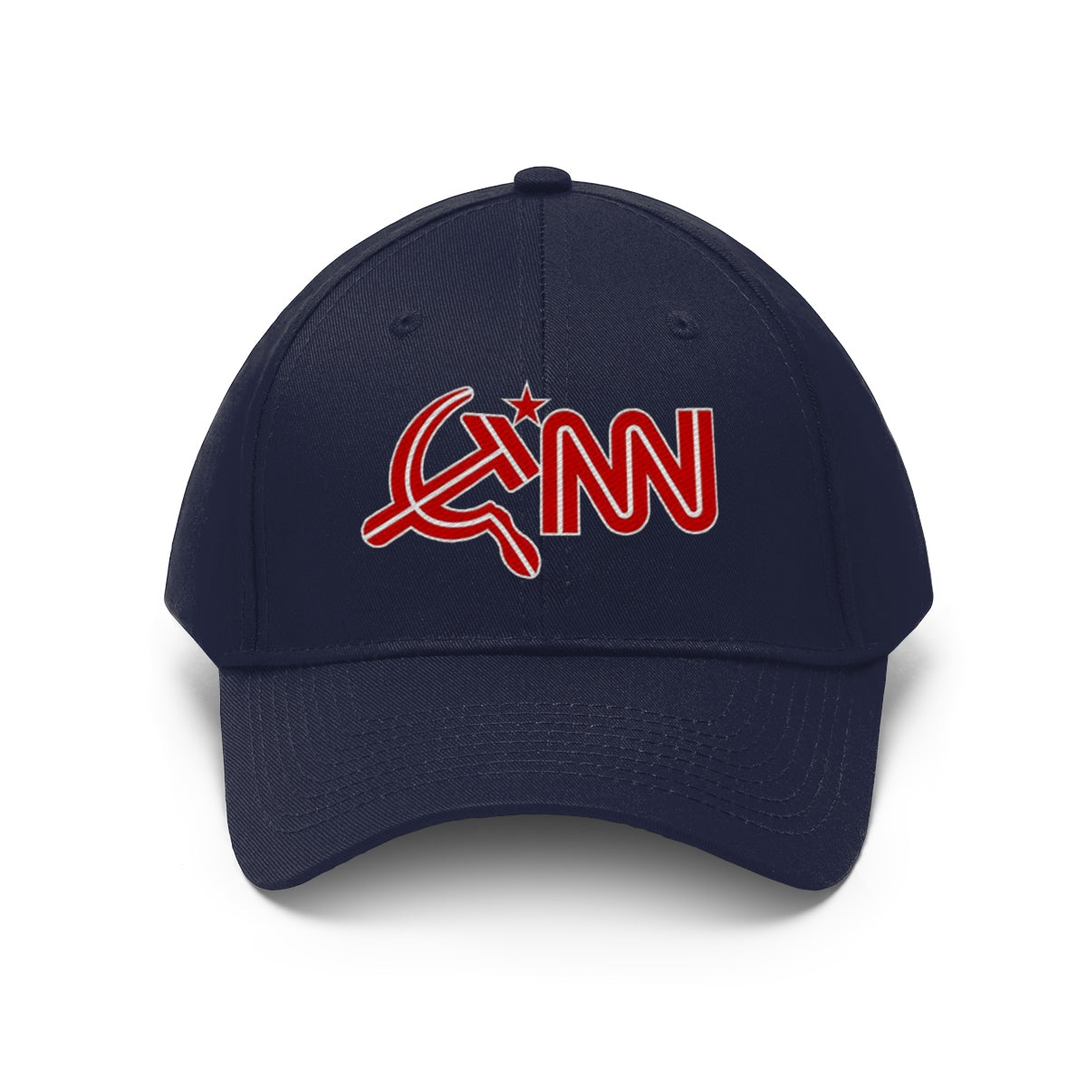 CNN With Hammer And Sickle Twill Cap featuring a provocative design with iconic symbol and logo