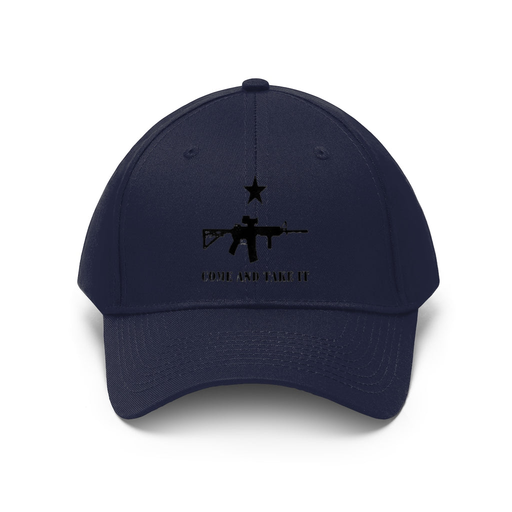 Come And Take It Star Over AR-15 Twill Cap featuring star and rifle design on navy background.