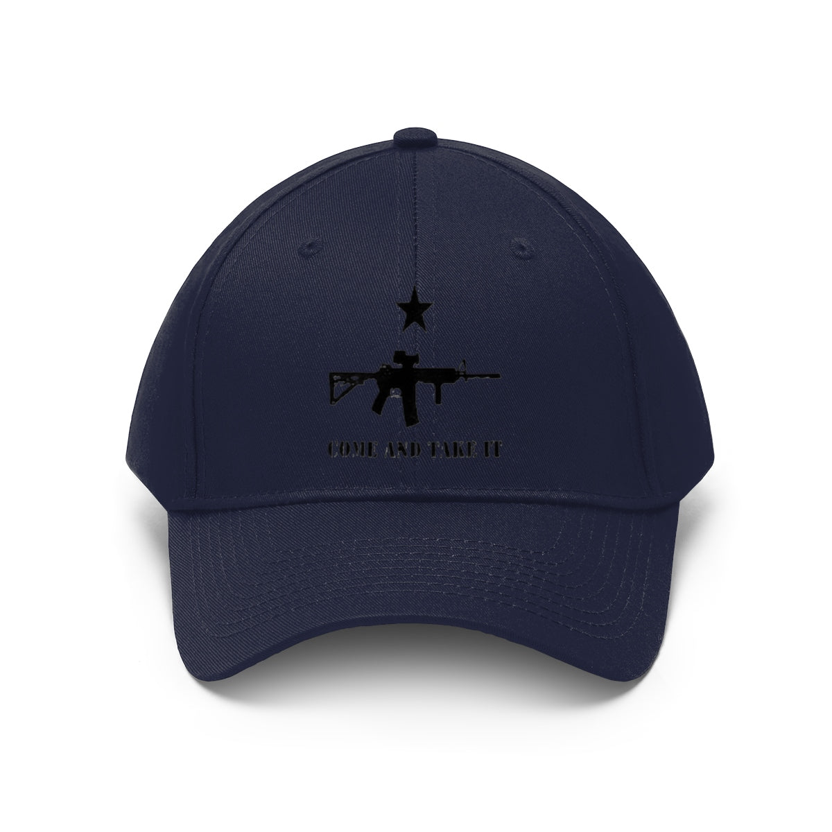 Come And Take It Star Over AR-15 Twill Cap featuring star and rifle design on navy background.