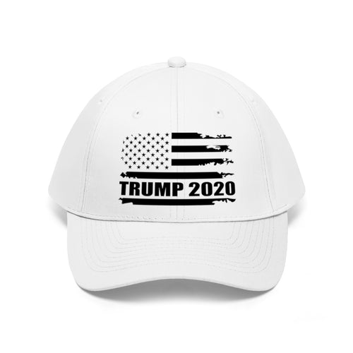 2020 Twill Cap Trump Bold Supporter Cap featuring American flag and Trump 2020 design.