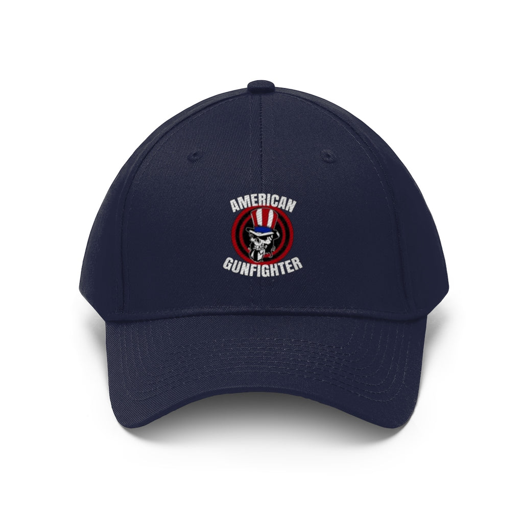 American Gunfighter Twill Cap Western Style Graphic Cap with bold logo on front, ideal for modern cowboys and firearms enthusiasts.