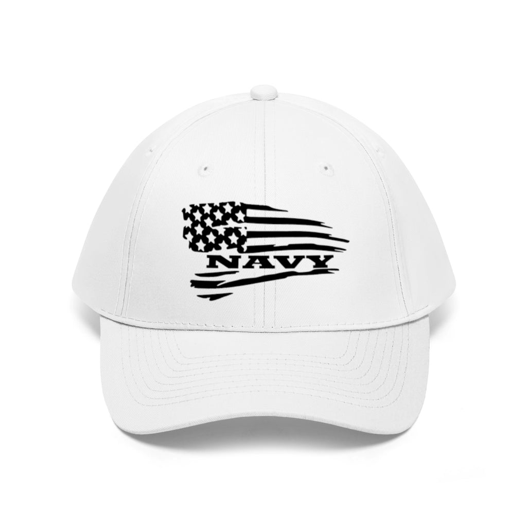Navy On Distressed American Flag Twill Cap