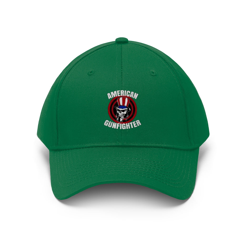 American Gunfighter Twill Cap Western Style Graphic Cap in green with bold design.
