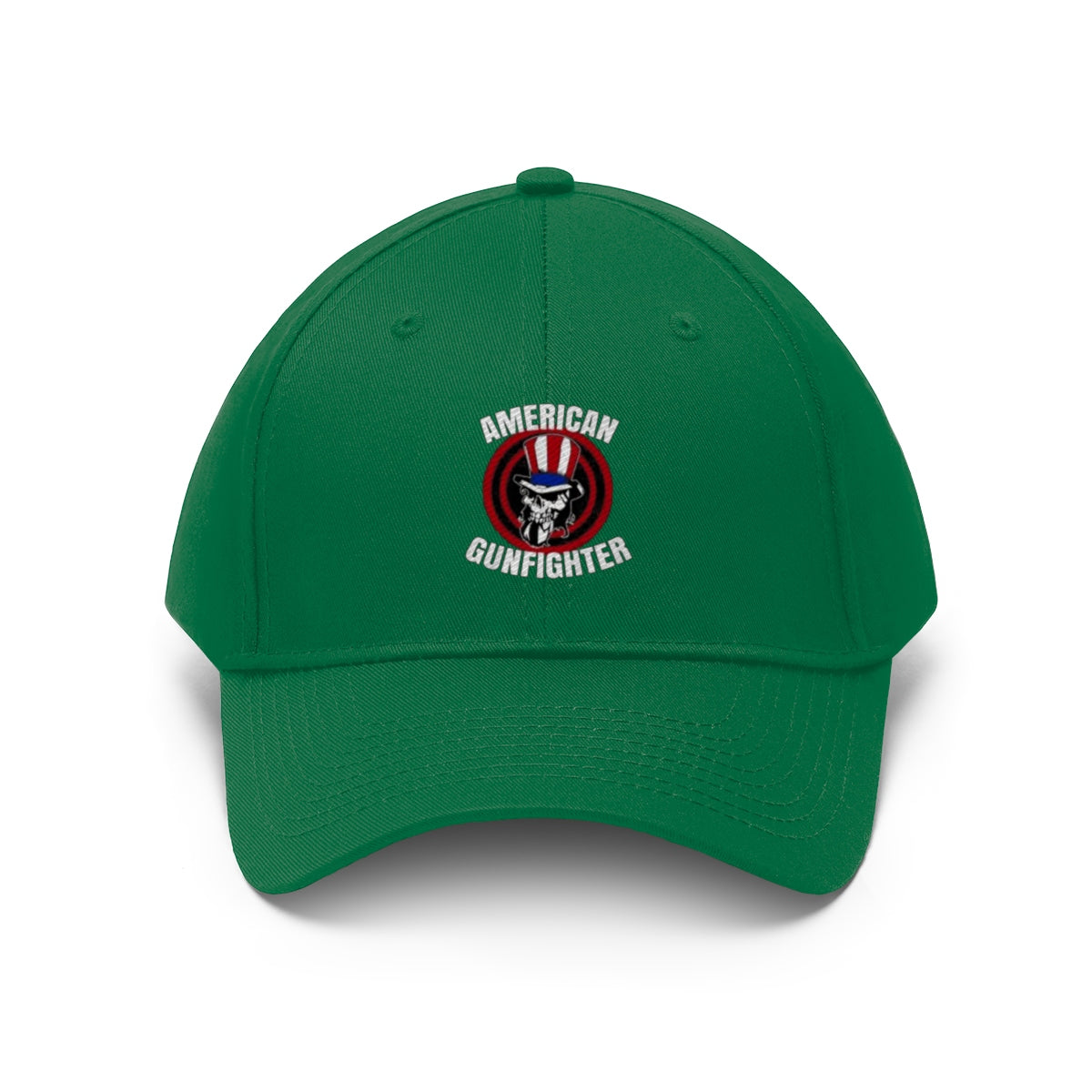 American Gunfighter Twill Cap Western Style Graphic Cap in green with bold design.