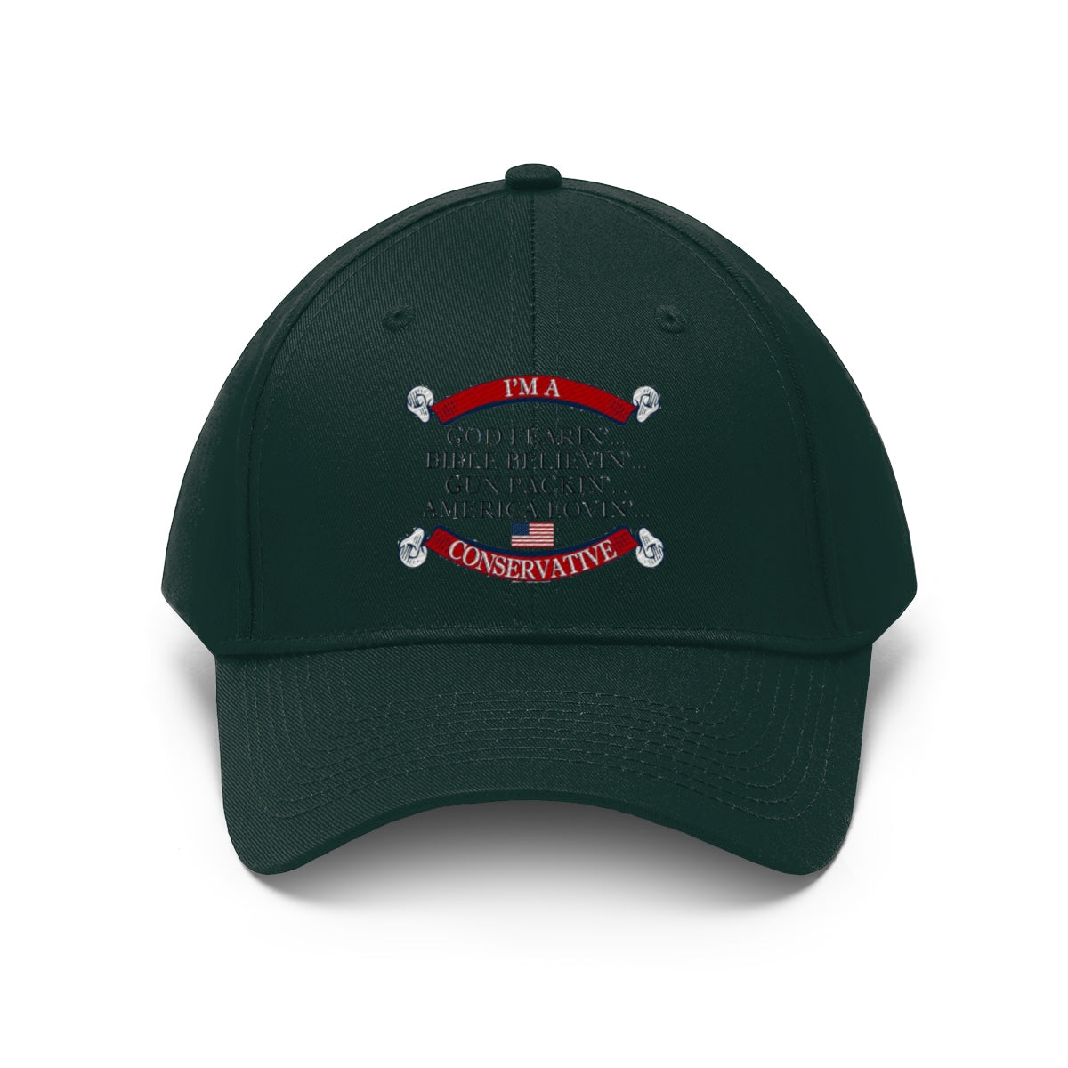 America Lovin' Conservative Twill Cap featuring bold conservative message and classic design.