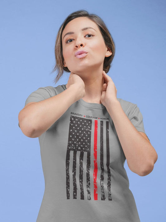 American Flag With Red Stripe * Bravery * Courage * Honor |